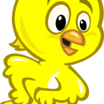 pollito amarillo feliz