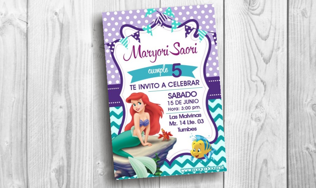  Plantilla de Invitación de Sirenita – Little Mermaid Invitation Free