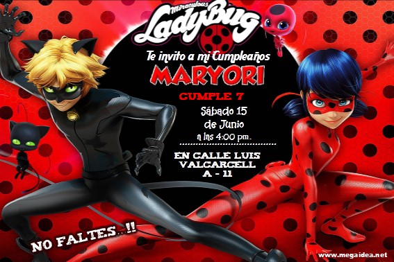 Plantilla Invitación de Ladybug Miraculous – Miraculous Ladybug Invitations Mega Idea