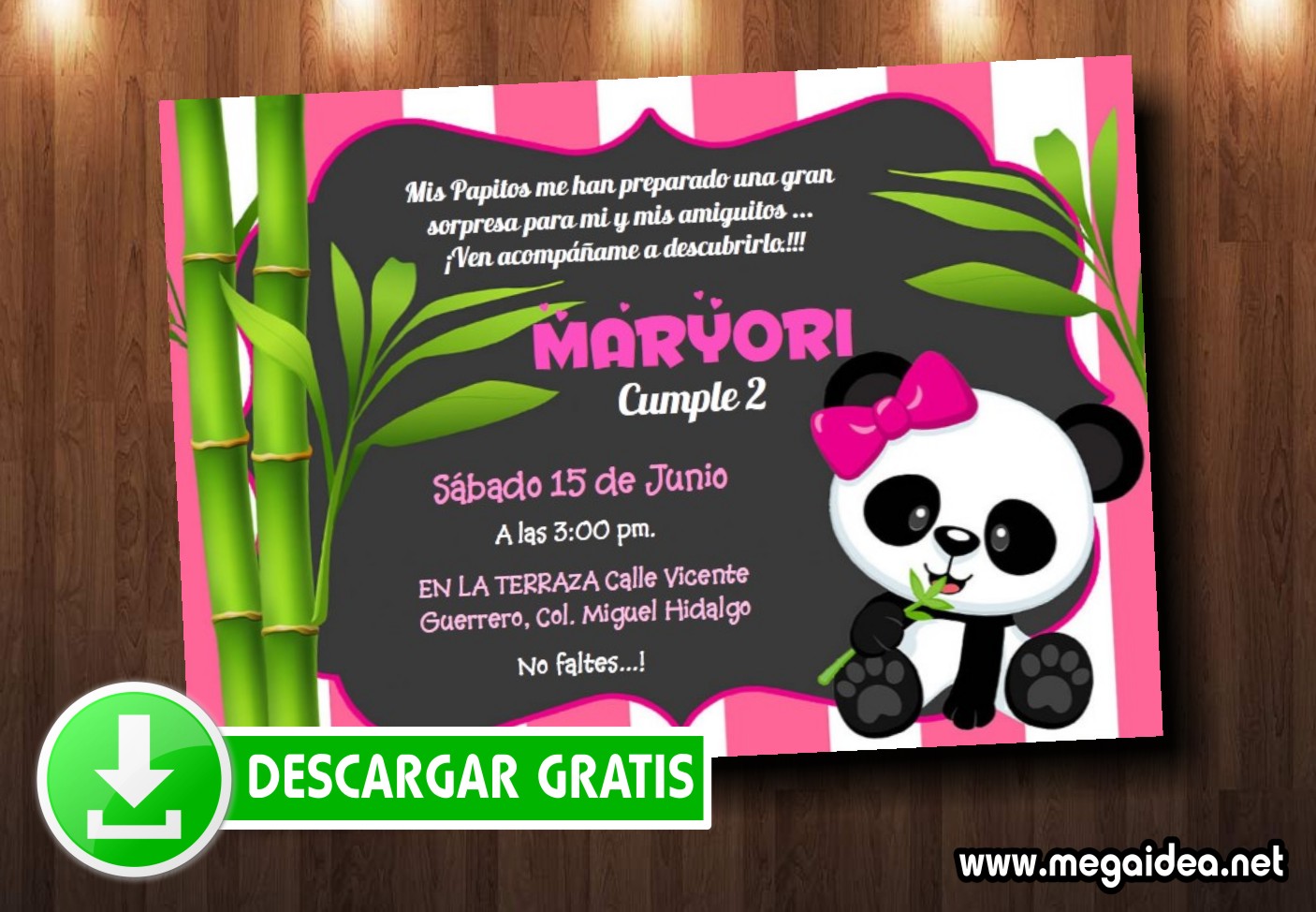 Invitaciones de Osita Panda para Editar GRATIS - Mega Idea