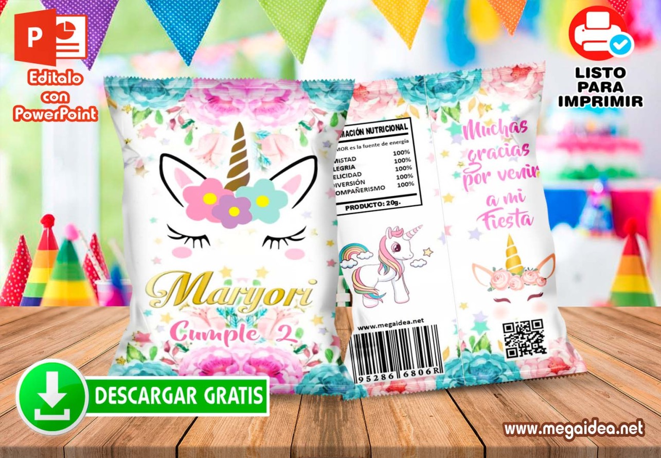 Chip Bags de Unicornio Bolsas para Galletas GRATIS Mega Idea