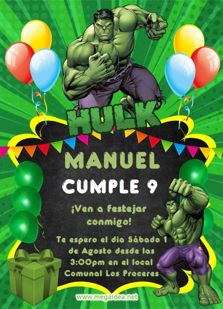 invitacion Hulk 1