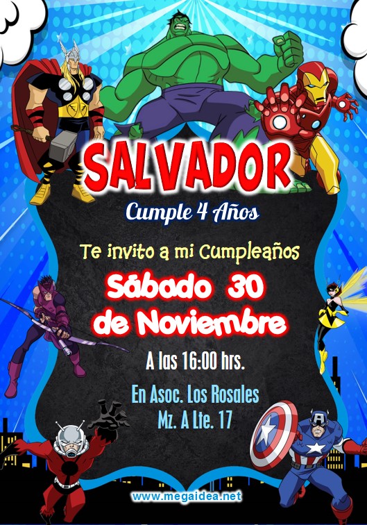 Invitacion Vengadores Heroes 1