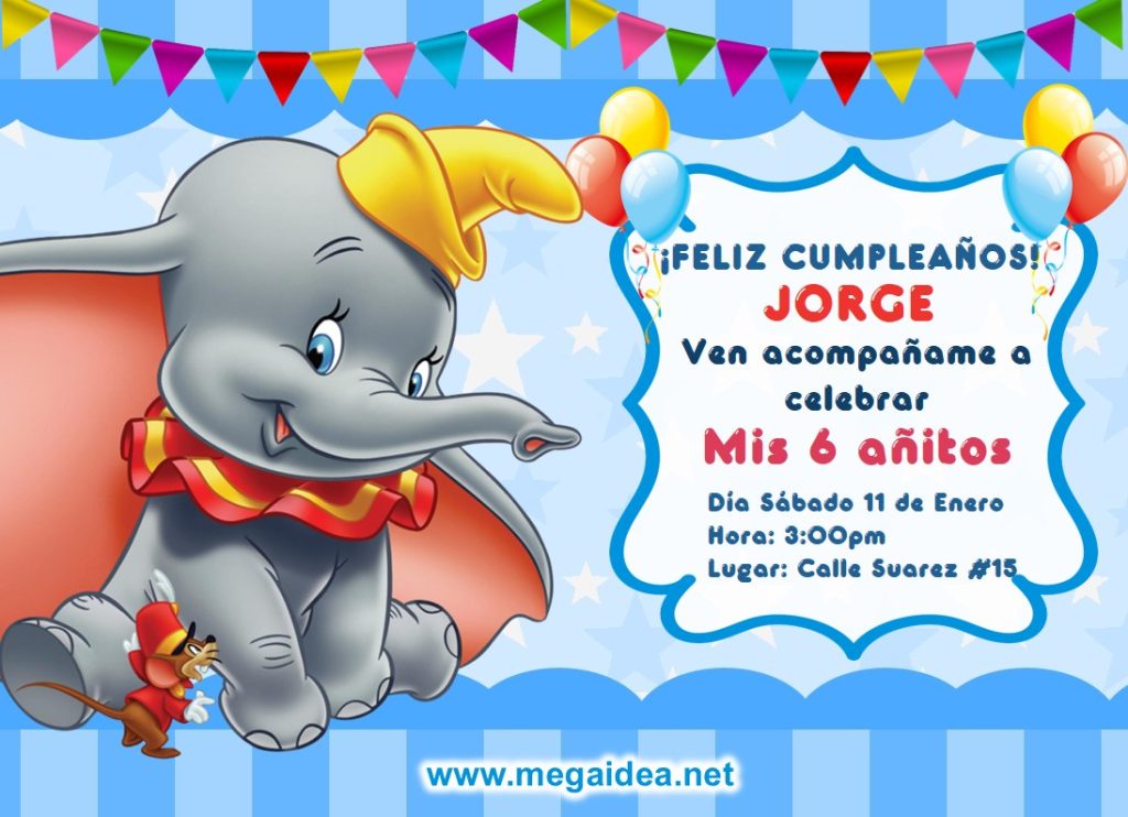 invitacion Dumbo nino