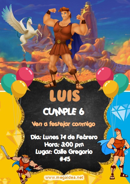 Invitacion Hercules Disney