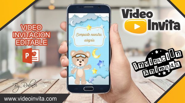 video invitacion de Osito Aviador Baby Shower